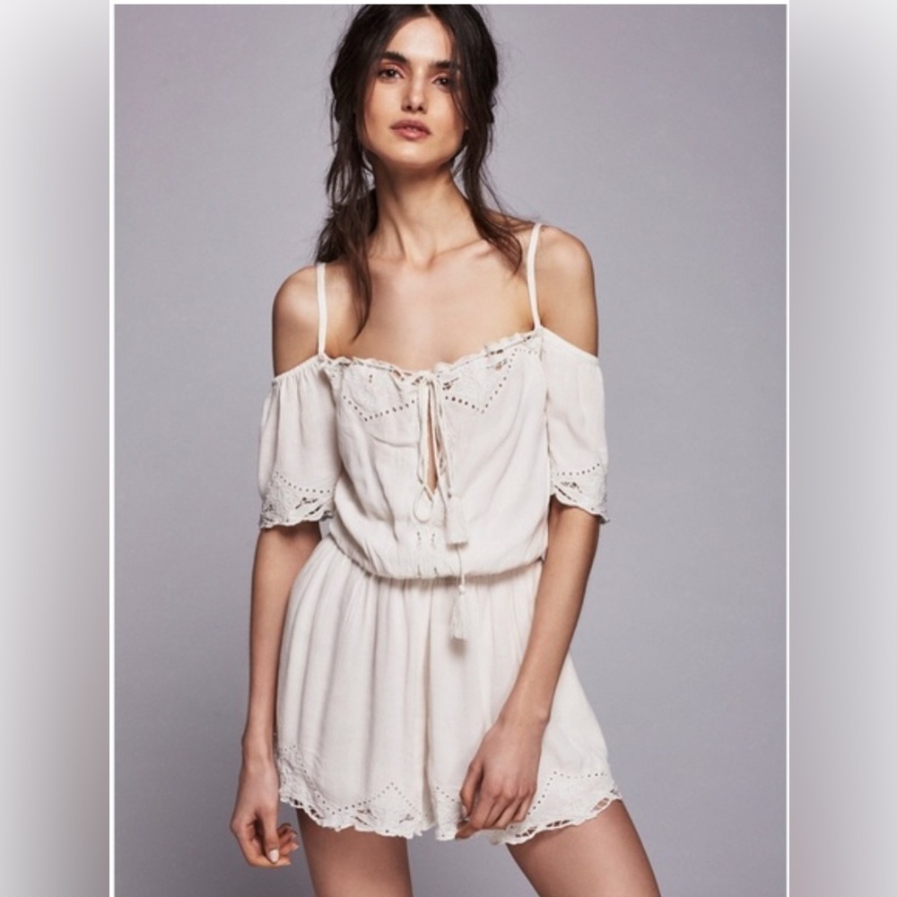Free People Cream Off-Shoulder Romper